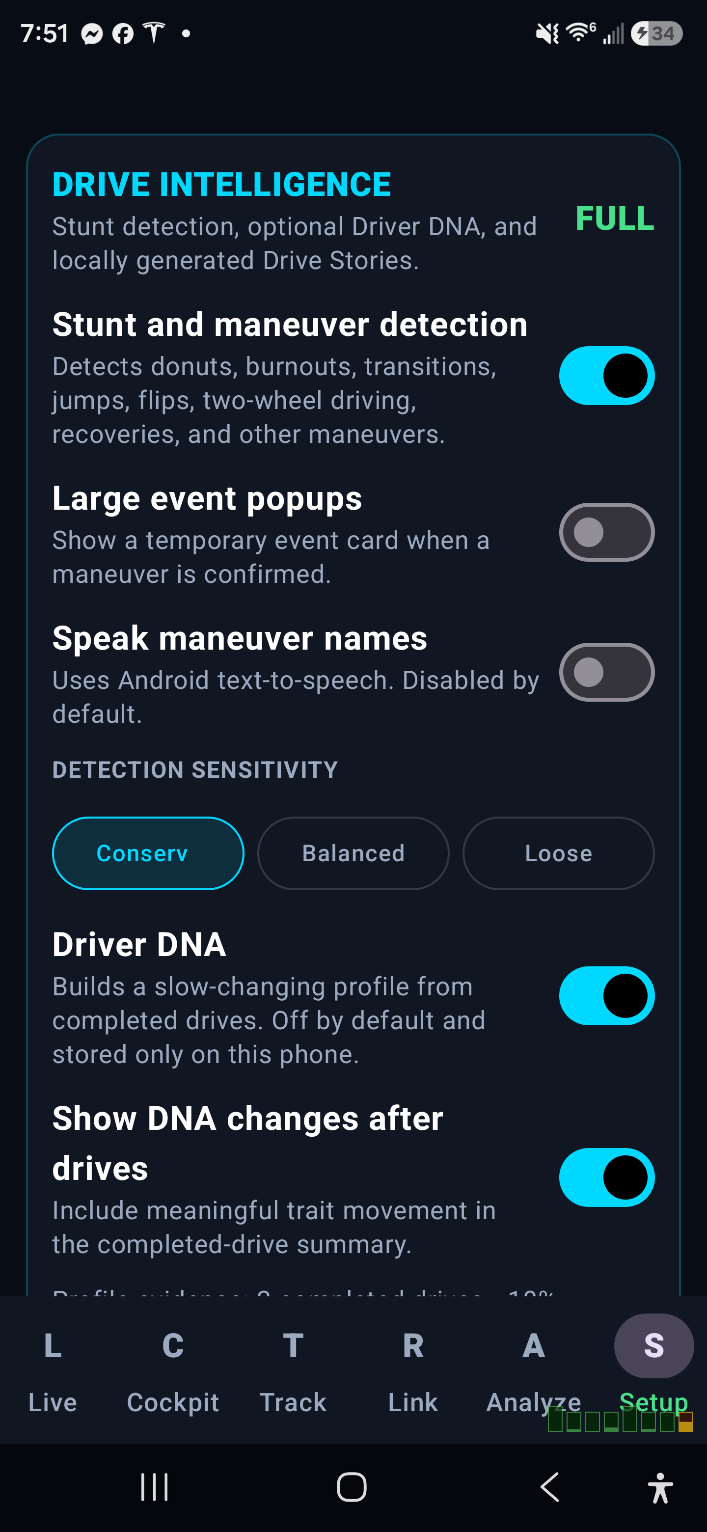 Drive Intelligence settings in DriveLab Telem 2.4.4