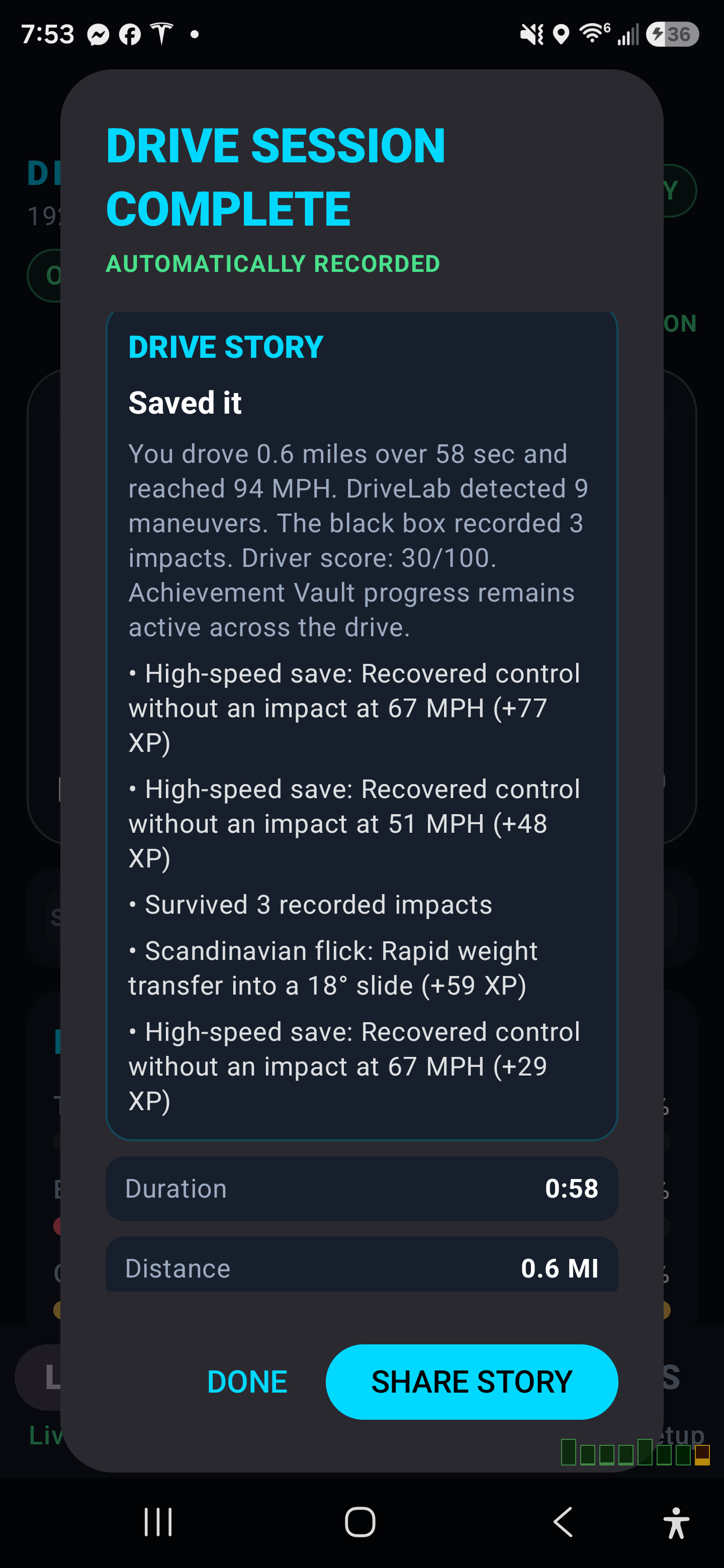 Drive Stories in saved sessions in DriveLab Telem 2.4.4